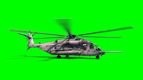 Helicopter MH-53M Pave Low Takes off Side Green Screen 3D Rendering Stock Footage 87803879