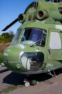 Helicopter Mi-2 exhibited in Second World War open air museum. Aircraft Stock Photos