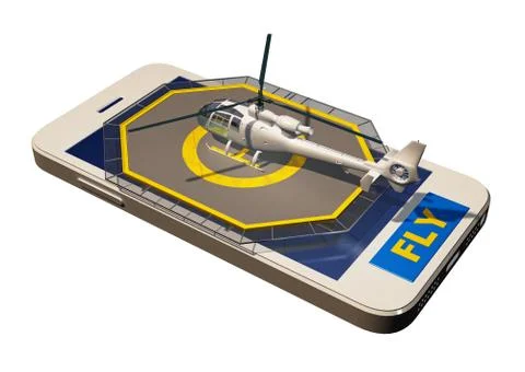Helicopter on the mobile phone screen Stock Illustration