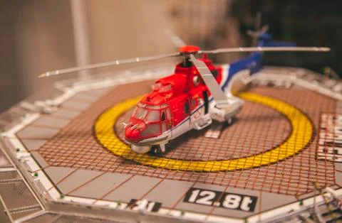 Helicopter model on ship platform Stock Photos