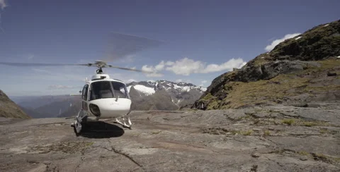 Helicopter on mountian Video stock 64451800
