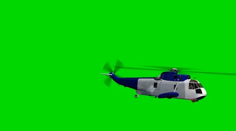 Helicopter Night Hawk fly by - seperated on green screen Видео 33898510