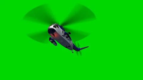 Helicopter Night Hawk fly by - seperated on green screen Stock-Footage 33898520