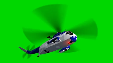 Helicopter Night Hawk in fly - seperated on green screen Stockbeeldmateriaal 33898533