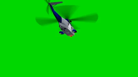 Helicopter Night Hawk fly by - seperated on green screen Stockbeeldmateriaal 33898552