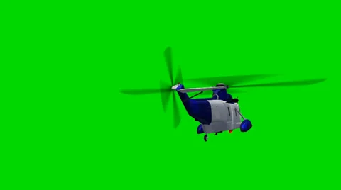 Helicopter Night Hawk fly by - seperated on green screen Stock-Footage 33898576