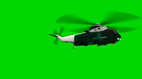 Helicopter Night Hawk "Marine One" fly by - seperated on green screen Stock-Footage 33898889