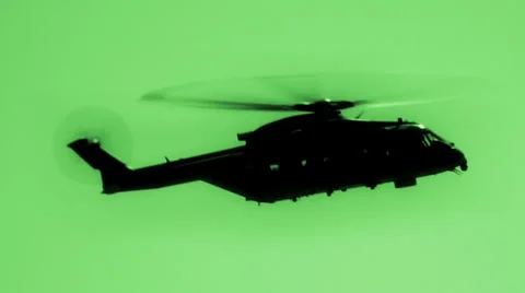 Helicopter In Night Vision HD Stock Footage 1031719