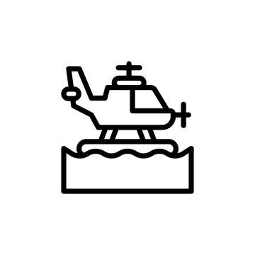 Helicopter, ocean icon. Simple line, outline vector elements of saving marine Illustrazione stock