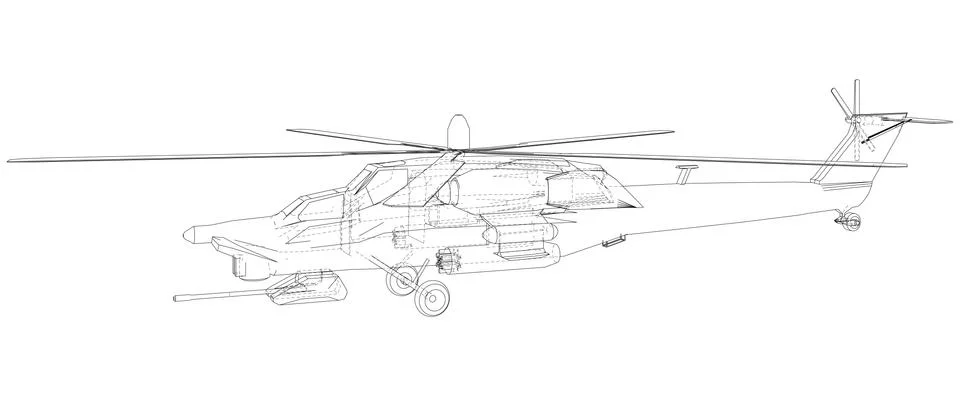 Helicopter in outline style. Created wireframe illustration of 3d. Stock-Illustration