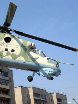 Helicopter over house Stock Photos