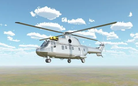 Helicopter over a landscape Stock Illustration