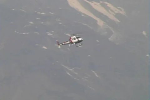 Helicopter over monastery Stock Footage 269636