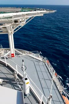 Helicopter pad on the deck of a ship. Fotos Stock