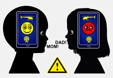 Helicopter Parenting by Phone Stock Illustration