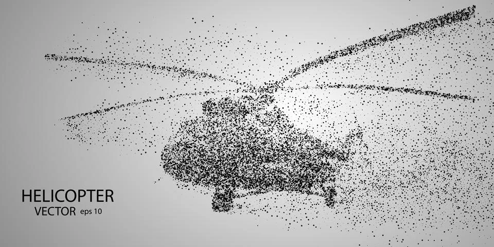 The helicopter of the particles. Crumbles into small molecules, atoms. Vector Stock Illustration