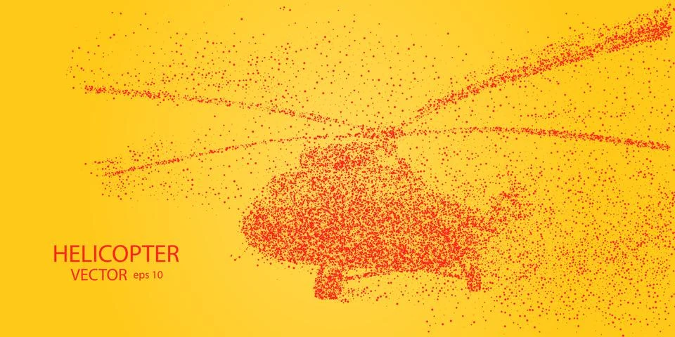 The helicopter of the particles. Crumbles into small molecules, atoms. Vector Illustrazione stock