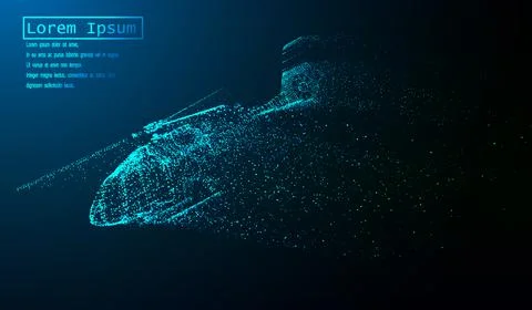 The helicopter of the particles. The helicopter breaks down into small molecu Stock Illustration