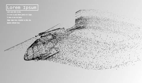 The helicopter of the particles. The helicopter breaks down into small molecu Stock Illustration