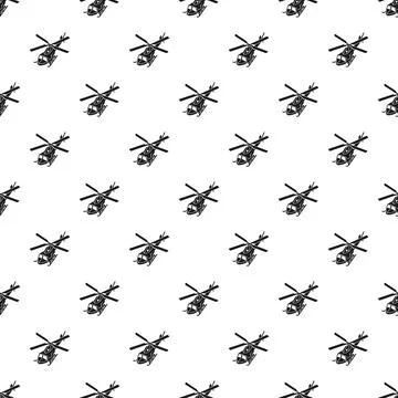 Helicopter pattern repeating on white background illustrating transportation Stock Illustration