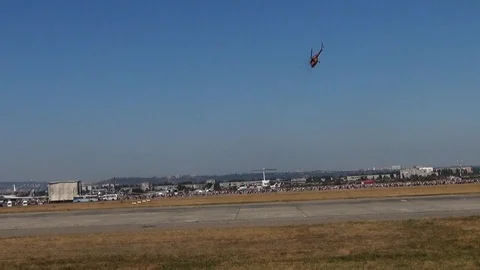 The helicopter performs at an Airshow Stock Footage 85828211