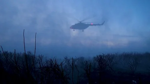 The helicopter picked up the snow Video stock 99499714