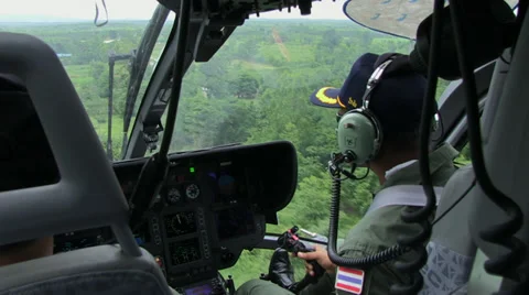 HELICOPTER PILOT COCKPIT TAKEOFF FLIGHT PERSPECTIVE Stock Footage 29156647