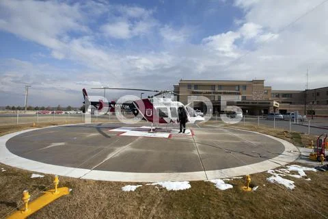 Helicopter Pilot Preparing Emergency Flight Hospital