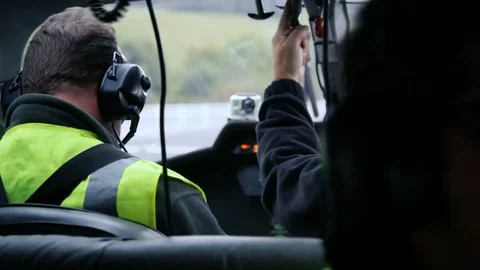 Helicopter pilot view from behind during takeoff v3 Stock Footage 118266427
