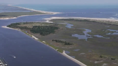 Helicopter POV of Inlet Video stock 24311216