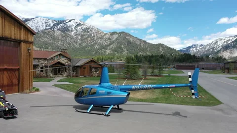 Helicopter Private AirPark Mountains Bundle 2 - 3840 x 2160 Stock Footage 221387539