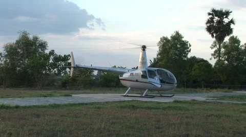 Helicopter ready for take-off Stock Footage 372335