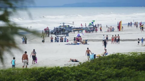 Helicopter Rescue at The Beach Stock Footage 146395829