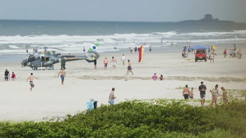 Helicopter Rescue at The Beach Stock Footage 146395856