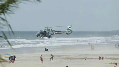 Helicopter Rescue at The Beach Stock Footage 146396152