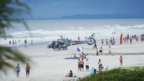 Helicopter Rescue at The Beach Stock Footage 146396763