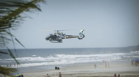Helicopter Rescue at The Beach Stock Photos