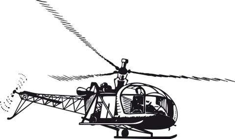 Helicopter, Retro Vector Illustration Illustrazione stock