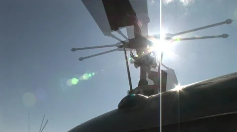 Helicopter rotor turns in the sun Stock Footage 45424393