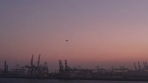 Helicopter-rotterdam-sunset 스톡 동영상 234223463