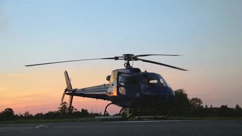 HELICOPTER ON THE RUNWAY Stock Footage