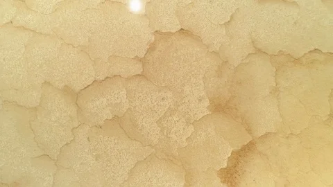 Helicopter salt lake pattern cracks salt crust brine Russia natural wonder Alien Video stock 119412679