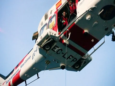 Helicopter of SAR training after twilight. Stock Footage 106835543