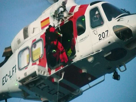 Helicopter of SAR training after twilight. Stock Footage 106835582