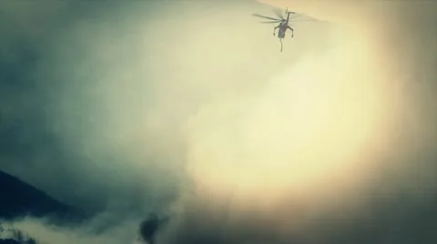 Helicopter scouting Wildfire Stock Footage 11257793