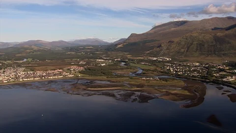 HELICOPTER SHOT OF CAOL &amp; CORPACH Stock Footage 125366899
