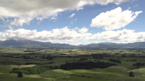 Helicopter Shot of Mountains and fields Stock Footage 34254746