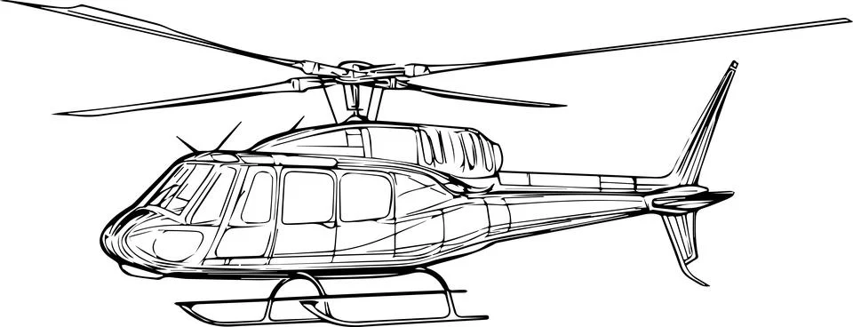 Helicopter Side View Blueprint Illustrazione stock