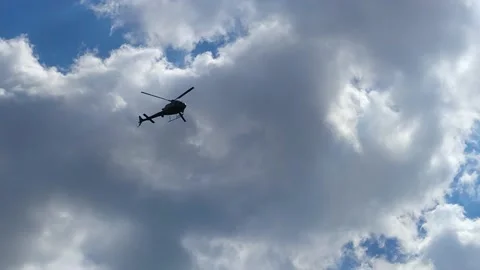 Helicopter Silhouette In The Sky Stock Footage 198197680