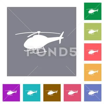 Helicopter silhouette square flat icons ~ Clip Art #156073939